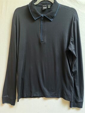 Hugo Boss Black Pima Cotton Long Sleeve Polo Shirt Sz M